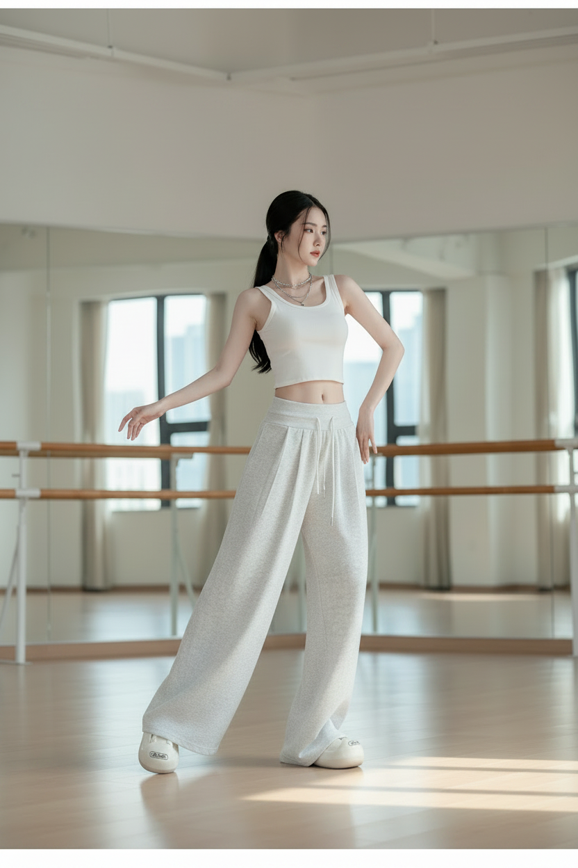 High-Rise Drawstring Wide-Leg Lounge Pants