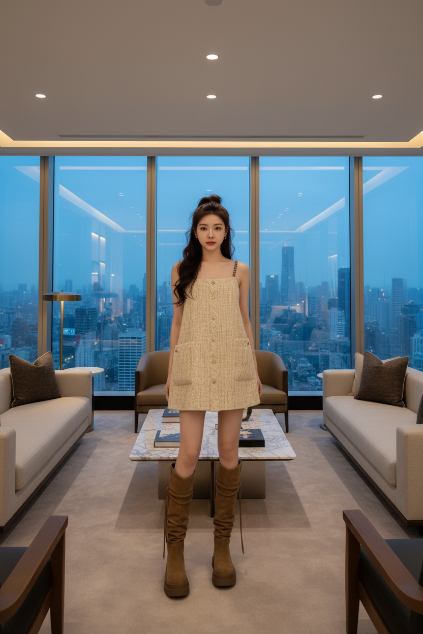 Gilded Muse Tweed Mini Dress