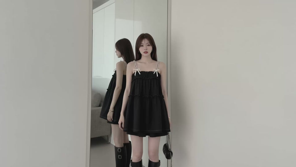 Black Lace-Trim Cami Dress & Shorts Set