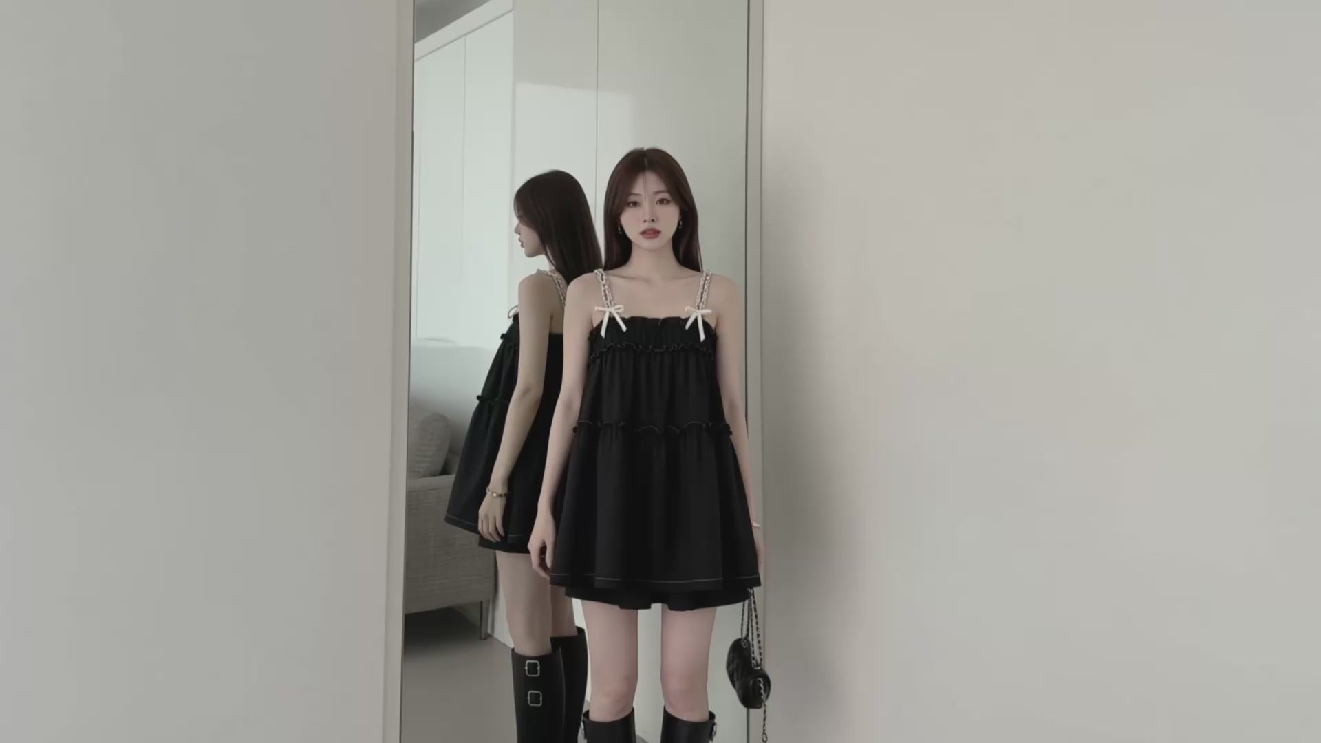 Black Lace-Trim Cami Dress & Shorts Set